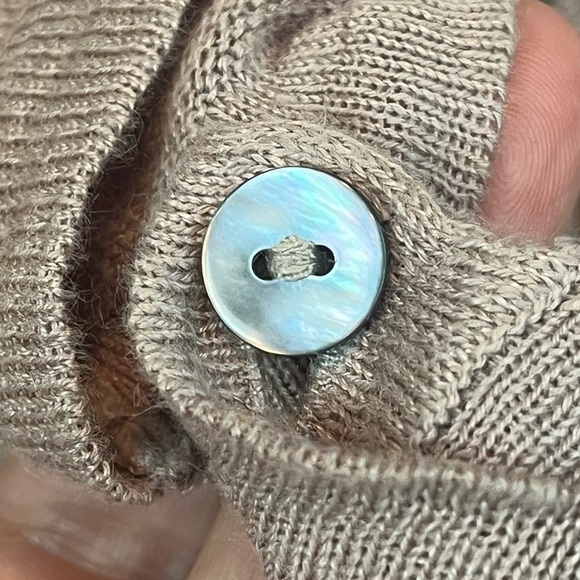 Garnet Hill 100% Linen Tan Wrap Cardigan Size Small Draped - Picture 10 of 16